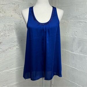 Express beaded rounded neckline racer back style tank top